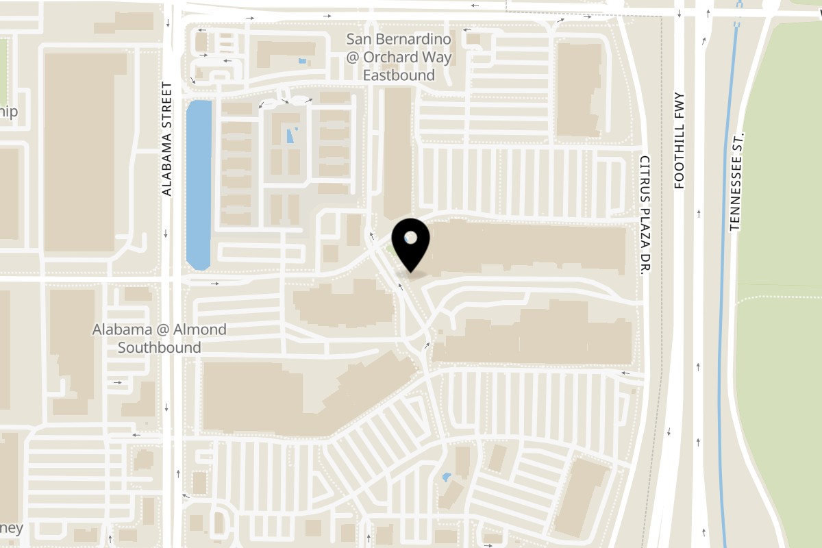 Map showing the location of Cluck Kitchen Redlands on 27511 San Bernardino Ave #130 in Redlands
